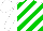 Silk - white, green diagonal stripes, white sleeves and cap