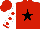 Silk - Red, black star, red dots and cuffs on white sleeves, red cap