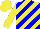 Silk - Yellow, blue diagonal stripes, yellow cap