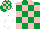 Silk - Emerald green, pink checked, white sleeves, emerald green, pink checked cap