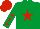 Silk - Emerald green, red star, white, red stars sleeves, red cap
