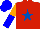 Silk - Red, royal blue star, orange and blue  halved sleeves, blue cap