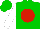 Silk - Green, red ball, white sleeves