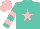 Silk - Turquoise, pink star, pink hoops on sleeves, pink cap