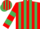 Silk - Red and Emerald Green stripes, hooped sleeves