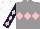 Silk - Grey, pink triple diamonds, dark blue sleeves, pink diamonds sleeves, white cap