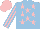 Silk - Light blue, pink stars, pink and light blue striped sleeves, pink cap