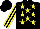 Silk - black, yellow stars, striped sleeves