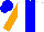 Silk - white, blue stripe, orange sleeves, blue cap