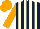 Silk - Dark blue, cream stripes, orange sleeves and cap