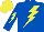 Silk - Royal blue, yellow lightning bolt, yellow lightning bolt on sleeves, yellow cap