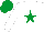 Silk - White, emerald green star and cap