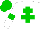 Silk - white, green cross of lorraine, green armlets, green cap