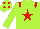 Silk - Lime green, red star, red epaulettes, red spots on cap