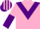 Silk - Pink, Purple chevron, halved sleeves, Pink and Purple striped cap