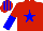 Silk - Red, blue star, red and blue halved sleeves, red cap, blue stripes