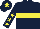 Silk - Dark blue, yellow hoop, dark blue sleeves, yellow stars, dark blue cap, yellow star