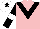 Silk - Pink, black chevron, black sleeves, white armlet, white cap, black star