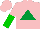 Silk - Pink, emerald green triangle, pink and green halved sleeves