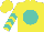 Silk - Yellow, turquoise ball, turquoise chevrons on sleeves
