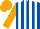 Silk - Royal blue and white stripes, orange sleeves and cap