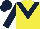 Silk - yellow, dark blue chevron, dark blue sleeves and cap