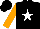 Silk - Black, white star,orange sleeves, black cap