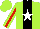 Silk - Lime green, black panel, white star, red stripe on sleeves