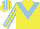 Silk - Yellow body, light blue chevron, yellow and light blue striped sleeves and cap
