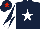 Silk - Dark blue, white star, white and dark blue diabolo on sleeves, dark blue cap, red star