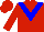 Silk - Red body, big-blue chevron, red arms, red cap