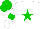 Silk - White, green star, green armlets and cap