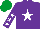 Silk - Purple, white star & stars on sleeves, emerald green cap