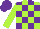 Silk - Lime, purple blocks, purple cap