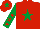 Silk - Red body, emerald green star, emerald green arms, red stars, red cap, emerald green star