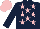 Silk - dark blue, pink stars, dark blue and pink quarted cap