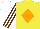 Silk - Yellow, orange diamond, brown stripes on white sleeves, white cap