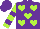 Silk - Purple, lime hearts, purple bars on lime sleeves