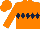 Silk - Fluorescent orange, dark blue diamond hoop, fluorescent orange sleeves, fluorescent orange cap