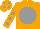 Silk - Orange body, grey disc, orange arms, grey spots, orange cap, grey spots