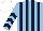 Silk - Light blue and dark blue stripes, chevrons on sleeves, white cap