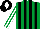 Silk - Emerald green & black stripes, emerald green & white striped sleeves, black cap, white diamond
