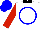 Silk - White, blue circle, red sleeves, black collar, blue cap