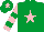 Silk - Emerald green, pink star, pink and emerald green hooped sleeves, emerald green cap, pink star
