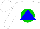 Silk - White, blue triangle on green ball