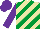 Silk - Beige, emerald green diagonal stripes, purple sleeves and cap