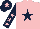 Silk - Pink, dark blue star, dark blue sleeves, pink stars, dark blue cap, pink star