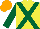 Silk - Yellow, dark green cross belts and sleeves, orange cap