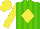 Silk - Kelly green and light green stripes, yellow diamond, yellow sleeves, yellow cap