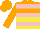 Silk - Orange and yellow halved horizontally, pink hoops